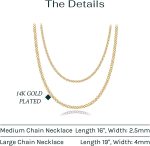 PAVOI 14K Gold Plated Dainty Layering Necklaces for Women | Snake Chain, Curb Link, Paperclip Layered Chains - Image 3
